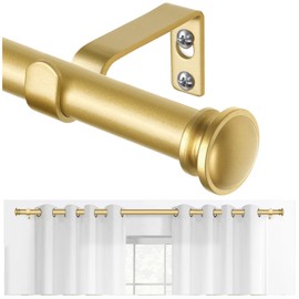 TONIAL Curtain Rod 32 to 115 Inch, Telescoping Splicing 3/4 Drapery Rods for Windows Decorative Single Rod with Small Cap End, Antique Gold