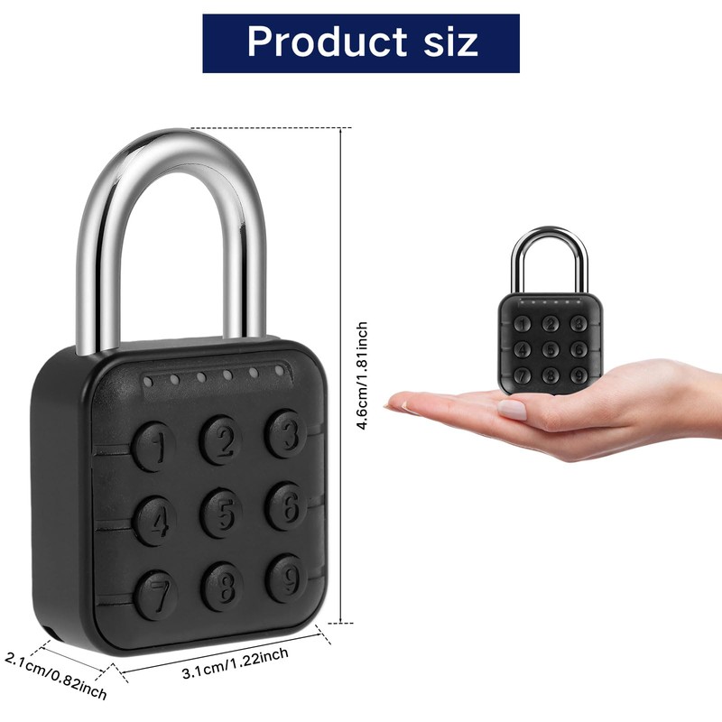 ​​​​​Combination Lock 6 Digit Password Combo Locker Lock, Aluminum Alloy