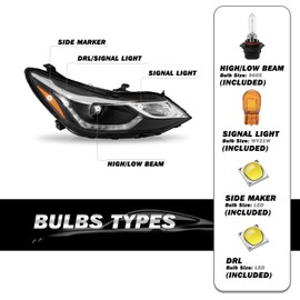 TUSDAR Fits For 2016 2017 2018 2019 Chevy Cruze Headlight Assembly with LED DRL [Halogen OE Style] Factory Headlamp Replacement Front Light with Bulbs RH Right Passenger Side