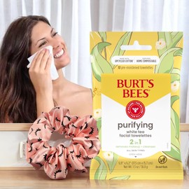 Purifying Facial Towelettes With White Tea, Bundle With Hair Tie, Gentle And Effective Makeup Remover, Travel-Friendly Pack (3-Pack)