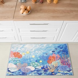 Liora Manne Impressions Indoor Printed Polyester Low Profile Mat - Contemporary Graphic Coastal Fish Colorful (Underwater Ocean) (1'11" x 2'11")