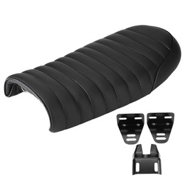 Motorcycle Cushion Motorcycle Seat,PU Leather Vintage Cafe Racer Refit Seat Flat Saddle Cushion for CG125 GN CG CB400SS (Type D)