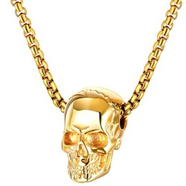 Jude Jewelers Stainless Steel Retro Gothic Skull Style Cocktail Party Biker Pendant Necklace, Stainless Steel