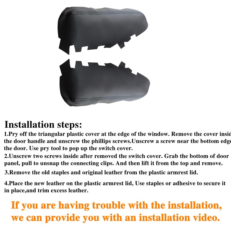 GXARTS 2Pcs Car Front Door Panels Armrest Replacement Cover Black