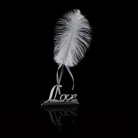 OFKPO Love Decoration Signature Pen with Feather Holder for Wedding and Reception