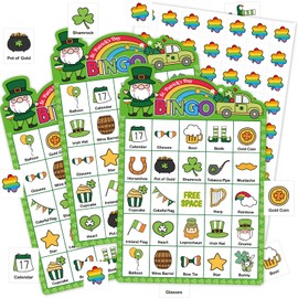 Fancy Land St. Patrick's Day Bingo Game for Adults Irish Shamrock Bingo Cards for School Classroom Party Favors Decorations Family Activities Supplies 24 Players