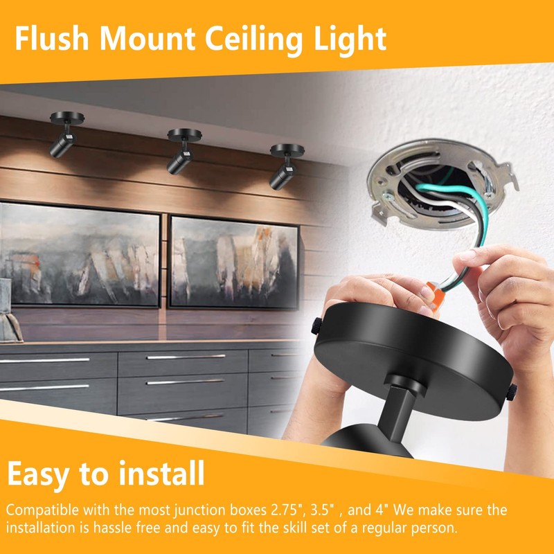 VANoopee 3-Color Zoomable LED Ceiling Spotlight Flush Mount Adjustable Spotlight