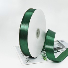 Ainmto 91 m (100 yards) x 25 mm green satin ribbon, gift ribbon, dark green, satin ribbons wide, fabric ribbon for wedding (1 roll)