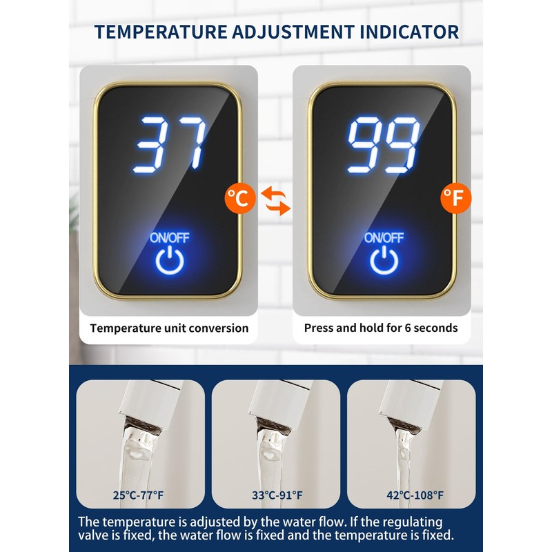 Electric Tankless Water Heater 110V 3000W, Under Sink Instant Hot