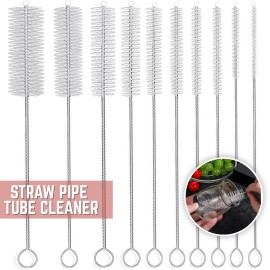shoptrendys 10Pcs Nylon Straw Brush Cleaner Bottle Tube Pipe Small Long Cleaning Set 8inch