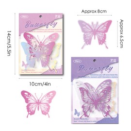 YIHECWY 40 Pcs 3D Butterfly Wall Decor Holographic Purple Butterfly Decorations for Birthday Decorations Party Removable Wall Stickers Interior Decorations Kids Nursery Classroom Wedding Decor