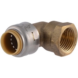 SharkBite Max 1/2 Inch x 1/2 Inch 90 Degree Female Adapter Elbow, Push to Connect Brass Plumbing Fitting, PEX Pipe, Copper, CPVC, PE-RT, HDPE, UR308A