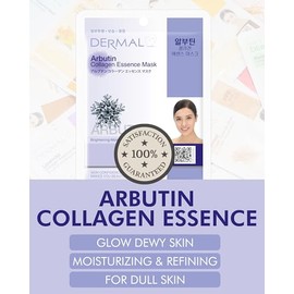 DERMAL Máscara Facial en Hoja de Esencia de Colágeno con Arbutina 23g Paquete de 10 - Antienvejecimiento para Piel Problemática, Solución de Tratamien