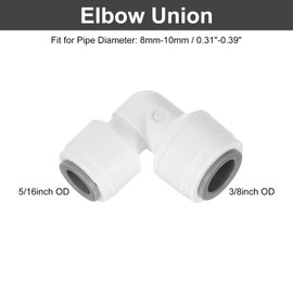 uxcell 6Pcs Push to Connect Fittings, 5/16" OD x 3/8" OD Air Hose Fittings Tube&Hose&Pipe Quick Connect Fitting Plastic 90 Degree Elbow Union Coupling for RO Water System, White (8-10mm)