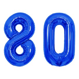 40 Inch Navy Blue 80 Number Balloons, Giant Jumbo Helium Mylar Foil Navy Blue Number Balloons for Birthday, Navy Blue Mylar Digital Balloons for 80th Birthday, Anniversary Party Decorations Supplies