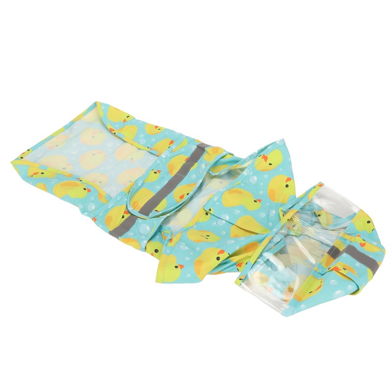 Pet Rain Jacket Duckling Pattern Waterproof Reflective Adjustable 4 Legs