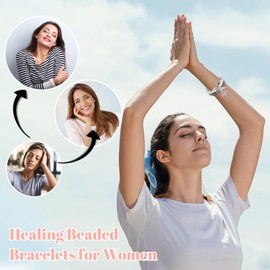 Beaded Bracelets for Women Crystals and Healing Stones Bracelet Boho Bracelets for Women Lava Rock Bracelets for Anxiety Relief Natural Stone Bracelet Stress Relief Gifts