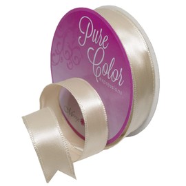 Morex Ribbon Wired Satin Ribbon, Gift Wrapping, Christmas and Wedding Décor, Silk Ribbons for Crafting and Floral Arrangements, 5/8 inch by 10 Yards, Ivory