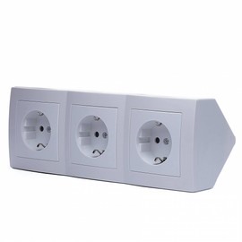 Socket for Kitchen and Office – Corner Socket in White Made of High-Quality Plastic, Ideal for Worktop, Table Socket or Undermount Socket with 3-Way Socket Element Kitchen Socket
