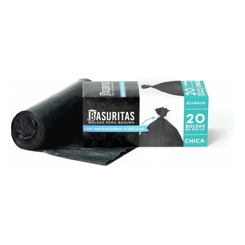80 Bolsas De Basura Chicas Basuritas, 41x45cm, Pack 4x20