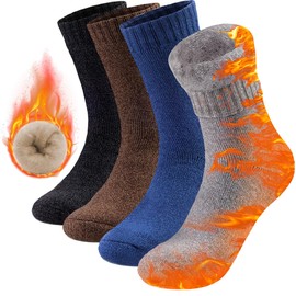 ICEIVY Thermal Socks Soft Knit Wool Winter Thick Warm Thermal Fuzzy Crew Women Socks 4 Pack (XL-Thermal-1)