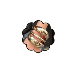 Kenjudess Chunky Gold Bangles Bracelet Set Trendy Silver Wide Cuff Bracelets Multi Layer Stackable Textured Bracelets Minimalist Fashion Jewelry for Women (Gold 3pcs-3)