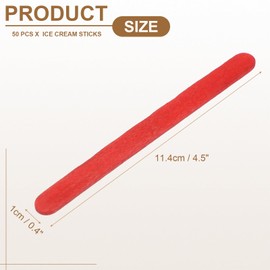 sourcing map 50pcs Wood Craft Sticks, 4.5 Inch Ice Cream Sticks for DIY Craft, Home Art Projects Red