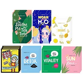 FACETORY K Beauty Mascarilla Facial Cuidado De La Piel - Lo Mejor De 7 Colección Juego De Mascarillas De Hoja (21 Pc)  Mascarilla Facial Coreana...   