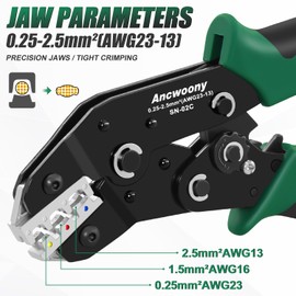 SN-02C Ratcheting Crimping Pliers for Insulated Terminals and Butt Connectors, AWG 23-13/0.25-2.5mm²-Wire Crimping Tool for Insulated Terminals and Wire Connectors