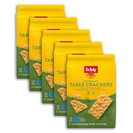 Schar Rosemary Table Crackers 5-Pack - Gluten-Free, Lactose-Free, Non-GMO Crisp Crackers with Savory Rosemary Flavor - Portable and Perfect for On-the-Go Snacking