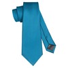 RBOCOTT Peacock Blue Silk Tie and Pocket Square, Necktie Tie
