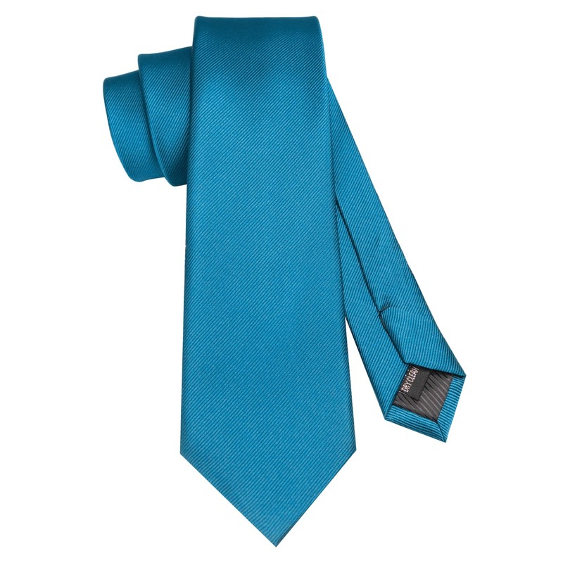 RBOCOTT Peacock Blue Silk Tie and Pocket Square, Necktie Tie
