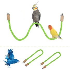 2 Pack Bird Hemp Rope Perch Swing, Bird Cage Stand Pole Accessories, Paw Grinding Standing Climbing Perch for Parrot, Parakeet, Budgies, Lovebirds (55.1 inches/140 cm)