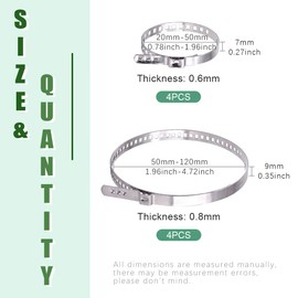 Keadic - Juego de 10 pinzas para maletero para coche, incluye 4 piezas pequeñas y 4 piezas grandes, universal, ajustable, de acero inoxidable