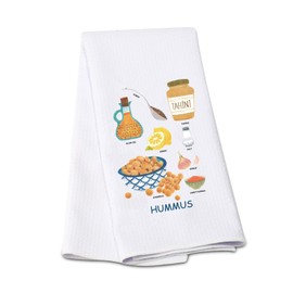 G2TUP Funny Kitchen Towels Hummus Flour Sack Dish Towel White Hand Towels Kit Perfect Housewarming Gift New Home (Hummus KT)
