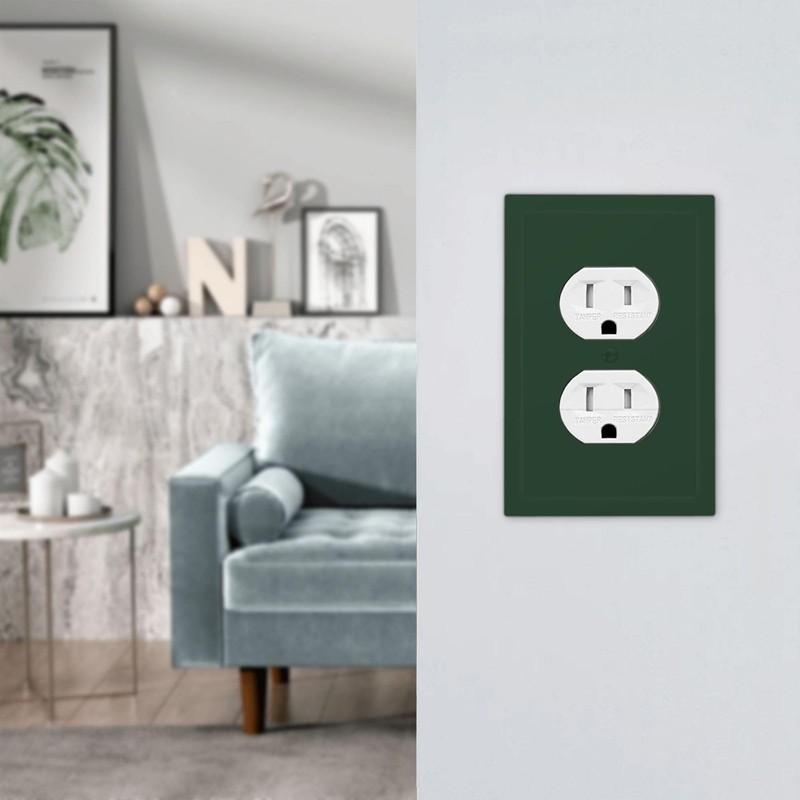 LOLREAI Outlet Covers Dark Green 1 Gang Duplex Light Switch