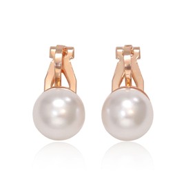 HSIXHAF 1 Pair Simulated Freshwater Pearl Clip On Earrings Not Pierced Stud Earrings for Women Girls Rose Gold with Black Storage Gift Box, Stainless Steel