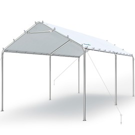 Quictent 10x20 ft Heavy Duty Carport Canopy Galvanized Car Tent Outdoor Garage Boat Shelter with Reinforced Structure, No Sidewall - White