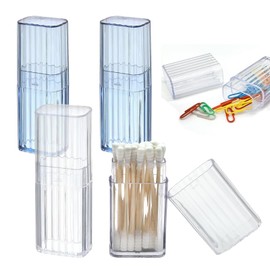Asheyya 4PCS Cotton Bud Holder for Travel, Cotton Pad Dispenser, Toothpick Holder with Dustproof Lid for Swab Toothpicks