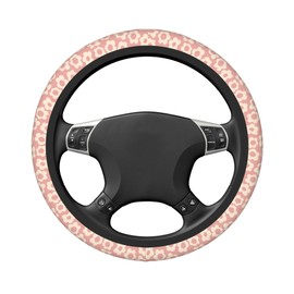 Vintage Pink Flower Steering Wheel Cover Cute Universal 15 Inch Car Accessories Protector for Women Fit Auto SUV Sedan Vans Trucks