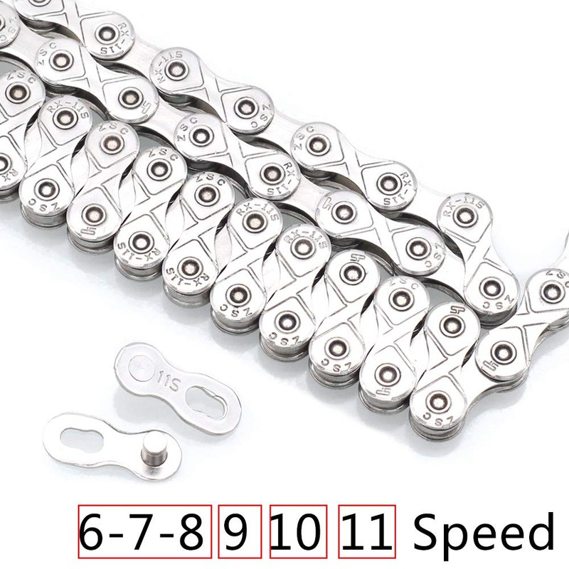 VOANZO Bicycle Chain, Electroplated Silver Rust-proof Mountain Road Bike Chain,