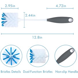 PHYEX 2-Pack Long Handle Bottle Cleaning Brushes – Ideal for Glassware, Wine Decanters, Hydro Flasks, Tumblers, Sinks & Food Jars