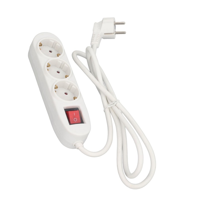 European Power Strip 3 Way ABS and Copper Multiple Outlet