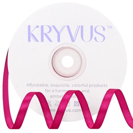 Kryvus Rose Red Satin Ribbon 1/4 inch X Continuous 25 Yards, Single Face Polyester Ribbon Perfect for Gift Wrapping, Flower Bouquet, Wedding Decor, Crafts, Bow Making, Sewing and More