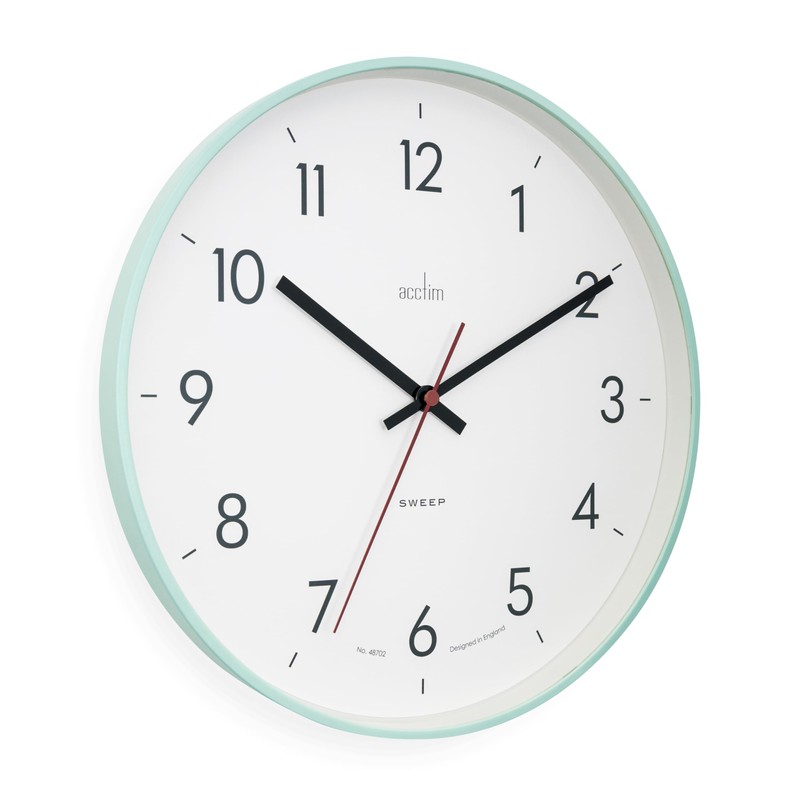 Acctim Aster Non-Ticking Sweep Sleek Wall Clock (Mint Humbug)