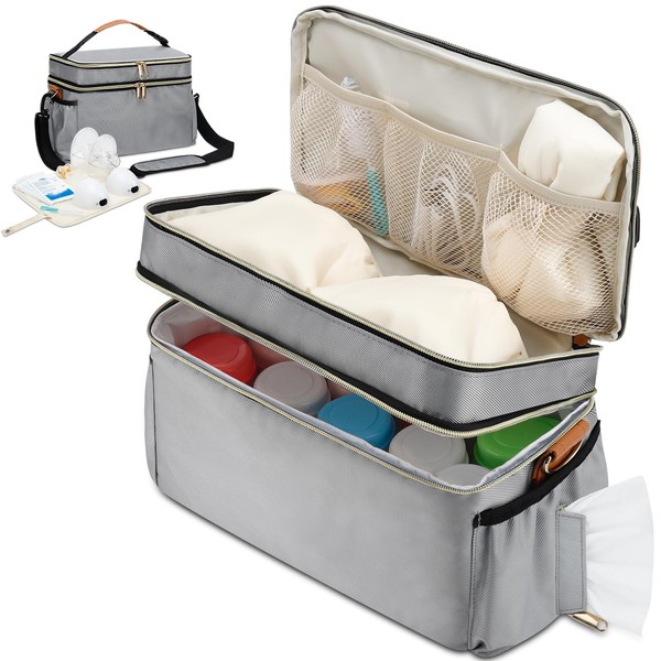 Breastmilk Cooler Bag with 6 Ice Pack, Wearable Breast Pump