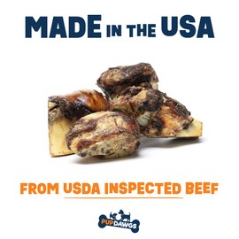 PUPDAWGS Single Ingredient Dog Bones - Made in USA - Beef Femur Bones - Natural Dog Bones for Aggressive Chewers - from USDA Inspected Beef - Hickory Smoked - Individually Wrapped (16 Piece Pack)