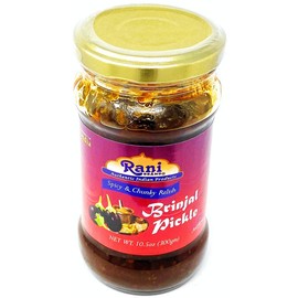 Rani Brinjal (Eggplant) Pickle Mild (Achar, Spicy Indian Relish) 10.5oz (300g) Glass Jar ~ Vegan | Gluten Free | NON-GMO | No Colors | Popular Indian Condiment, Indian Origin
