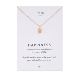 LUUK LIFESTYLE stainless steel necklace with pinecone pendant, 50cm adjustable chain length, simple design, gift idea for women, rose gold