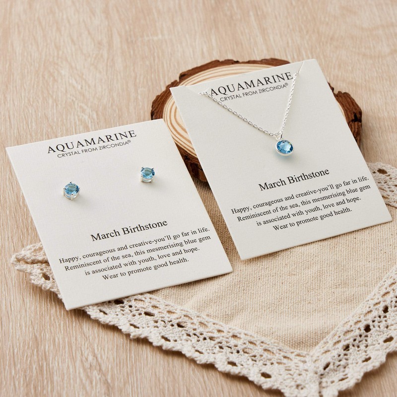 Philip Jones March (Aquamarine) Birthstone Necklace & Earrings Set Created